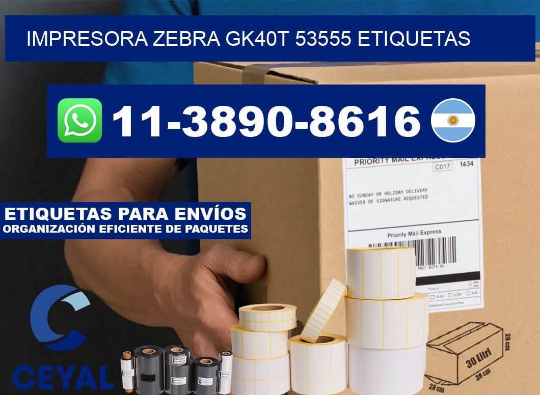 impresora zebra gk40t 53555 etiquetas