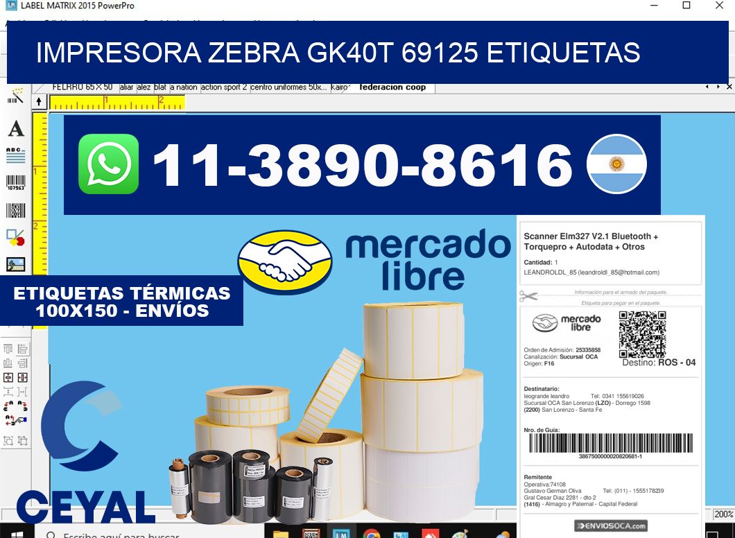 impresora zebra gk40t 69125 etiquetas