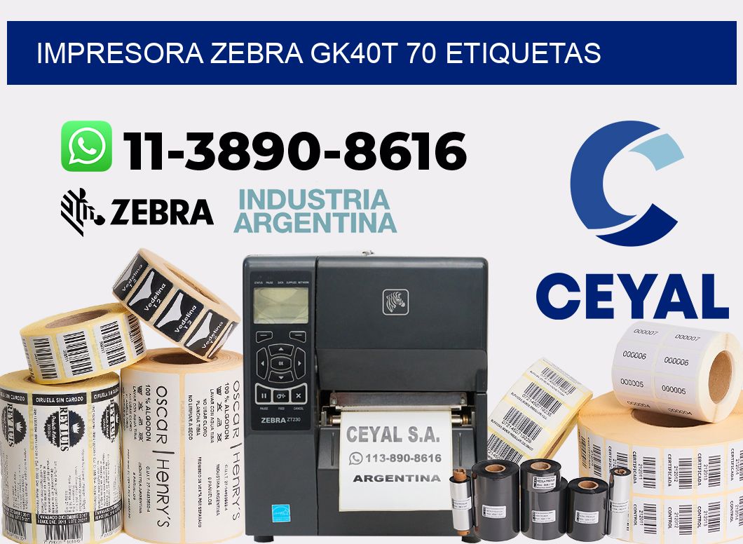 impresora zebra gk40t 70 etiquetas