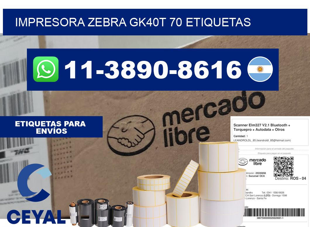 impresora zebra gk40t 70 etiquetas