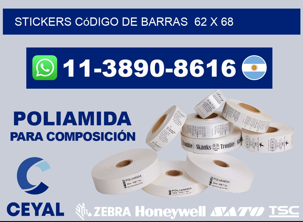 stickers código de barras  62 x 68