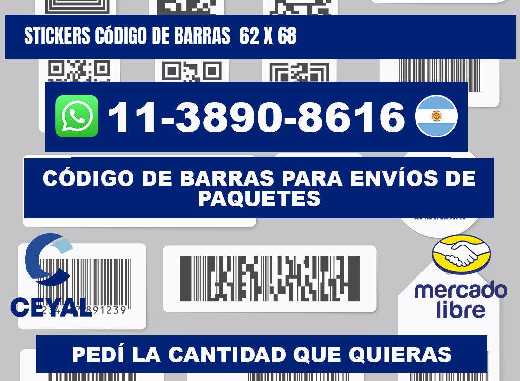 stickers código de barras  62 x 68