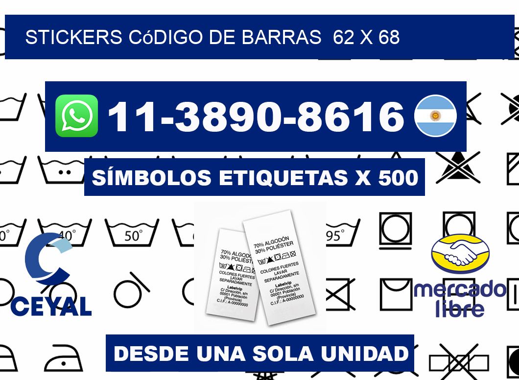 stickers código de barras  62 x 68