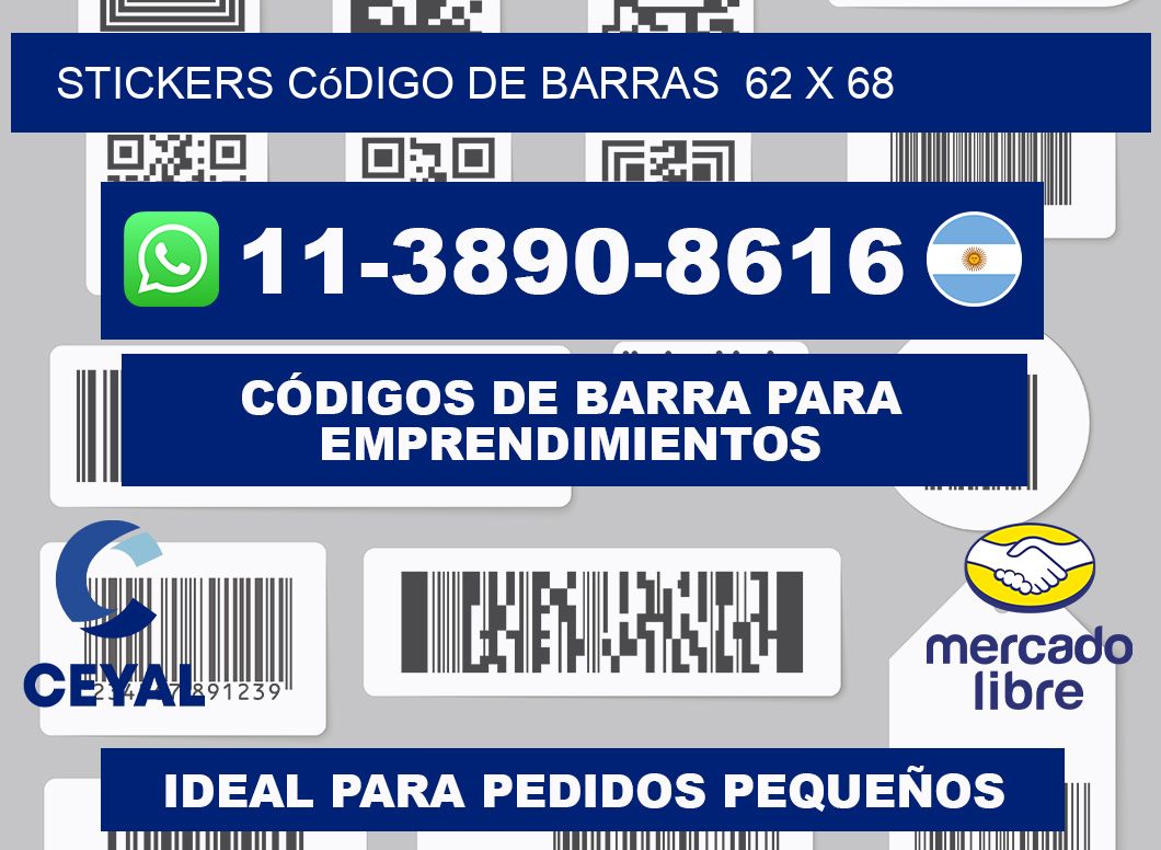 stickers código de barras  62 x 68