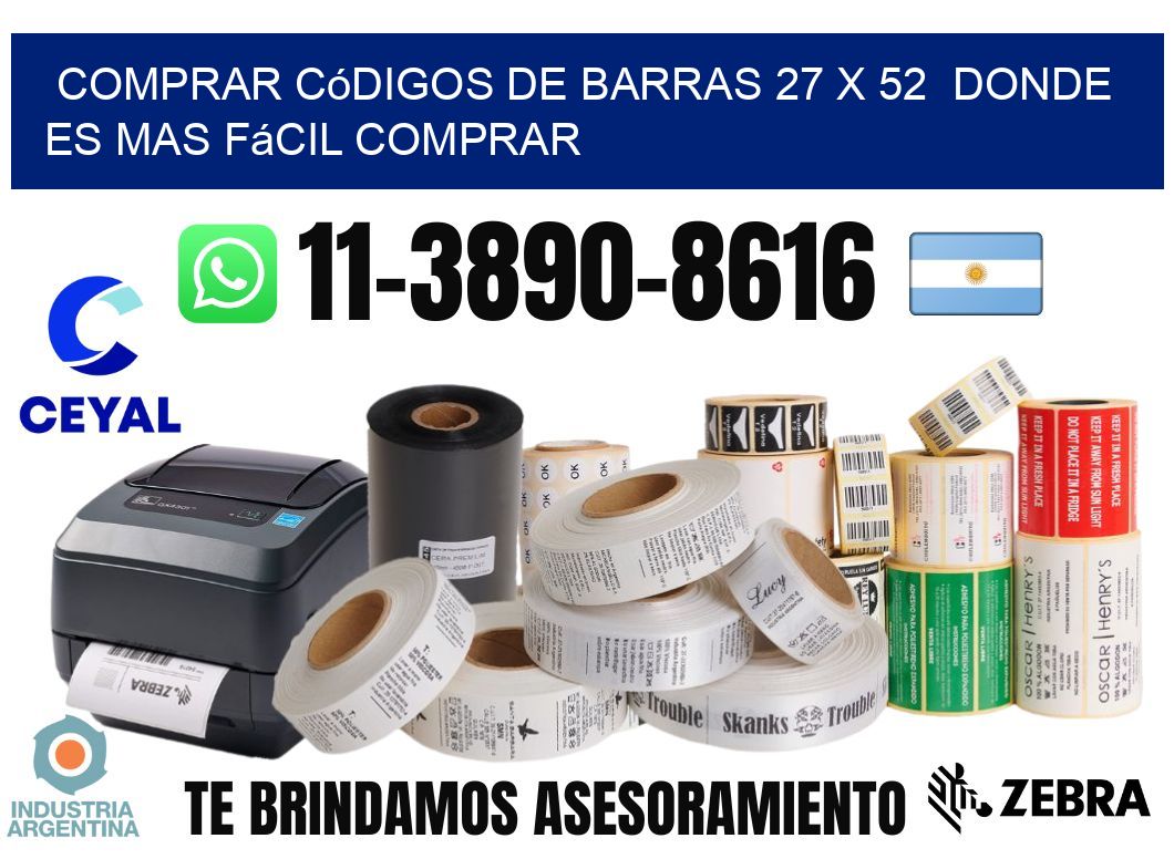 Comprar códigos de barras 27 x 52  Donde es mas fácil comprar