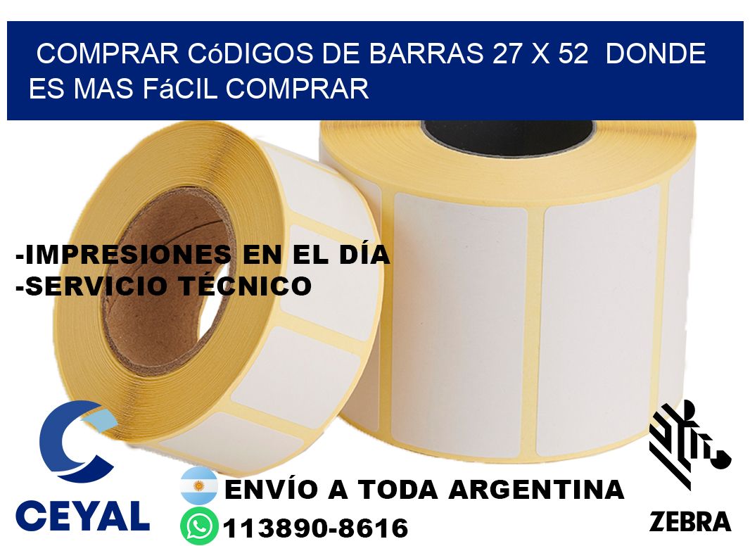 Comprar códigos de barras 27 x 52  Donde es mas fácil comprar