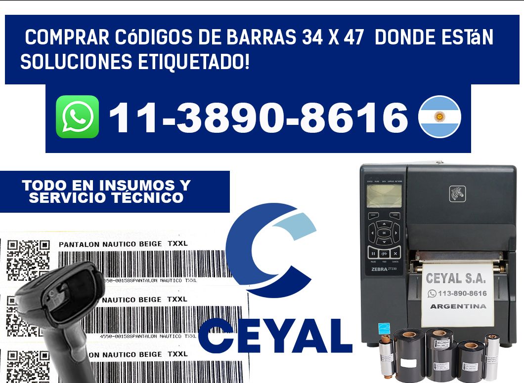 Comprar códigos de barras 34 x 47  donde están soluciones etiquetado!