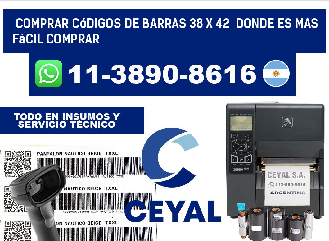 Comprar códigos de barras 38 x 42  Donde es mas fácil comprar