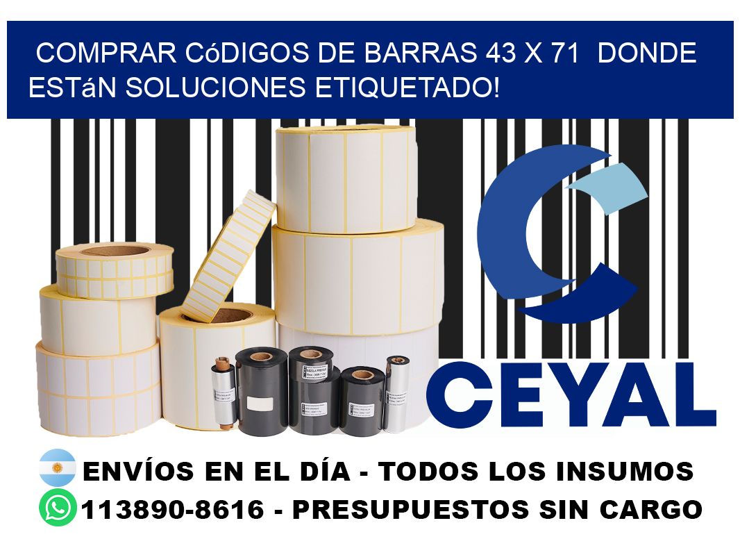 Comprar códigos de barras 43 x 71  donde están soluciones etiquetado!