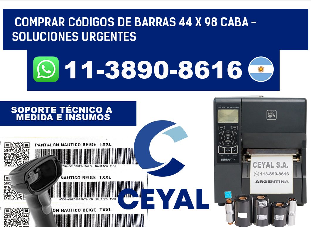Comprar códigos de barras 44 x 98 CABA - soluciones urgentes