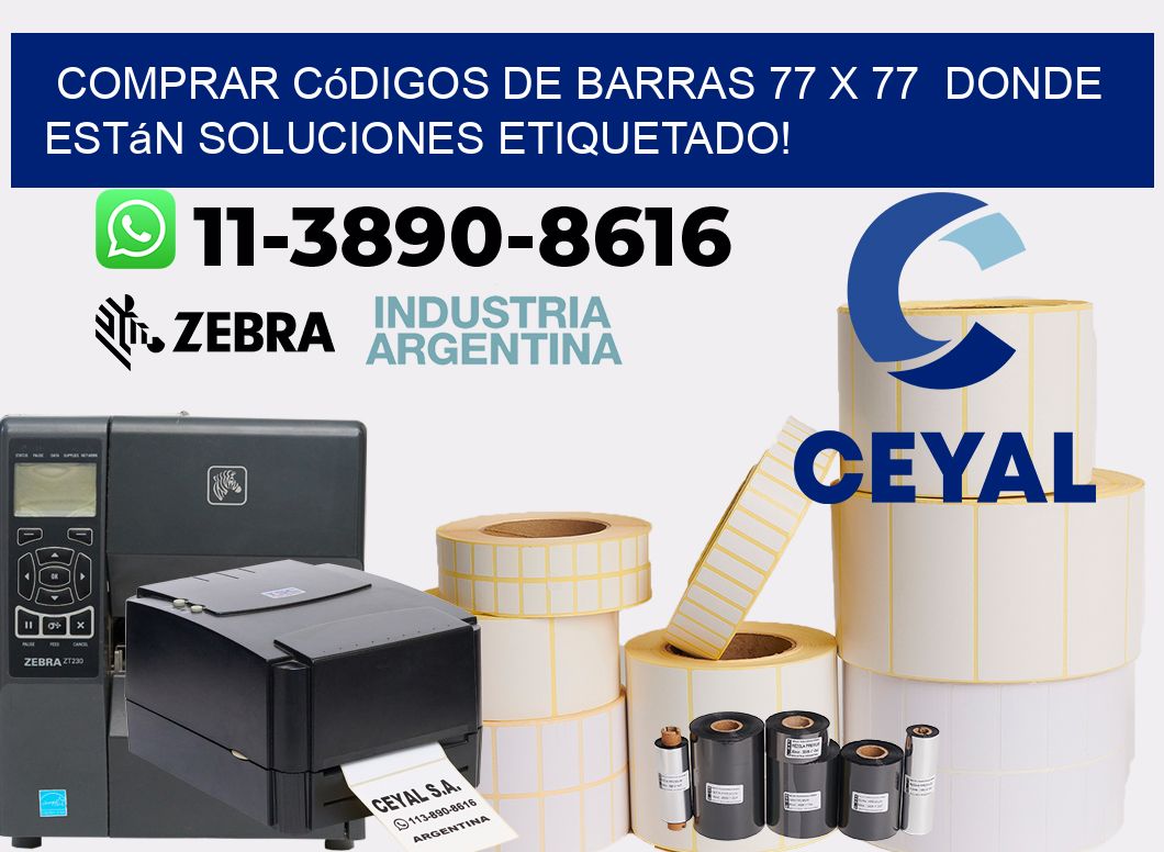 Comprar códigos de barras 77 x 77  donde están soluciones etiquetado!