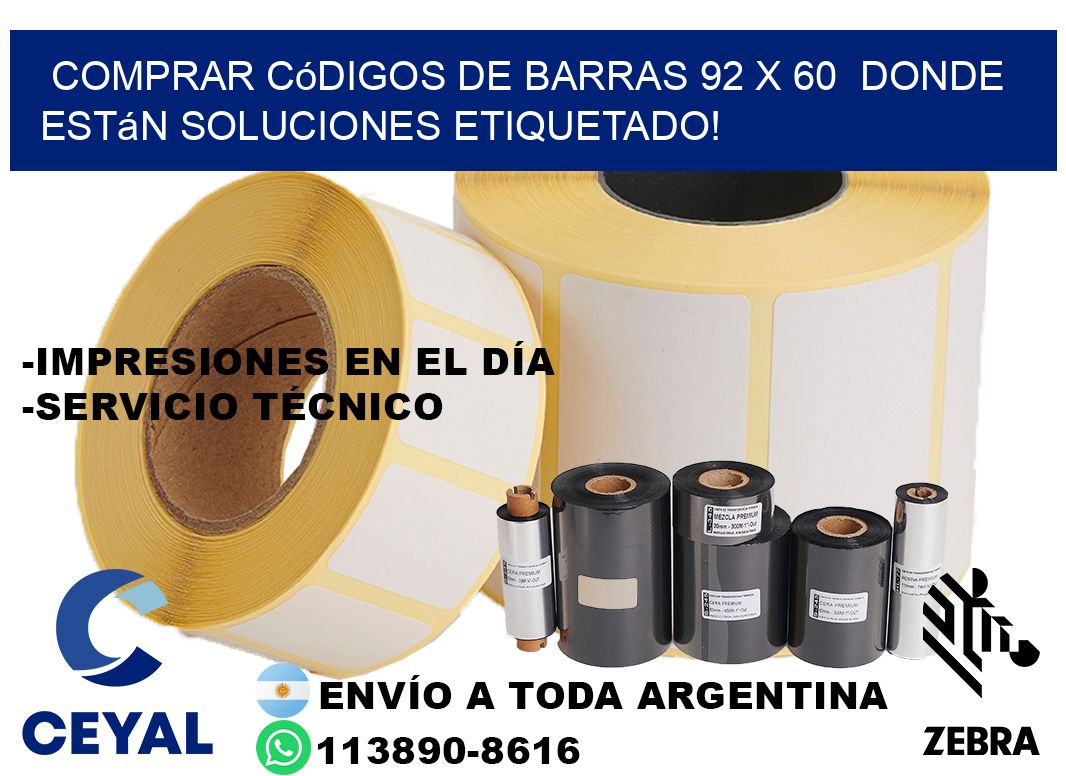 Comprar códigos de barras 92 x 60  donde están soluciones etiquetado!