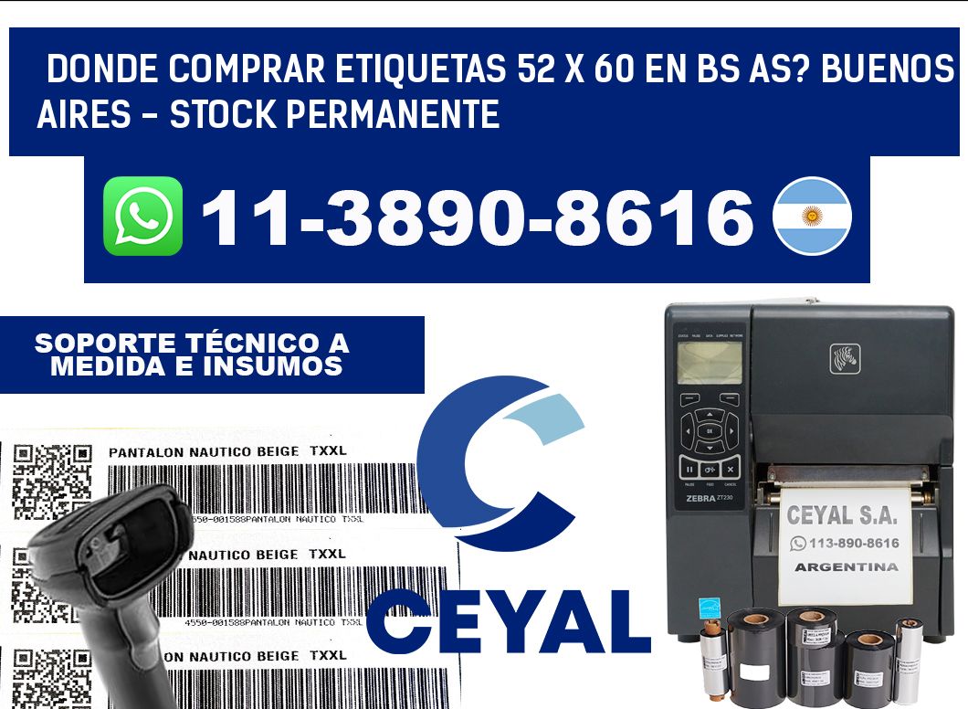 Donde Comprar etiquetas 52 x 60 en BS AS? Buenos Aires - Stock permanente
