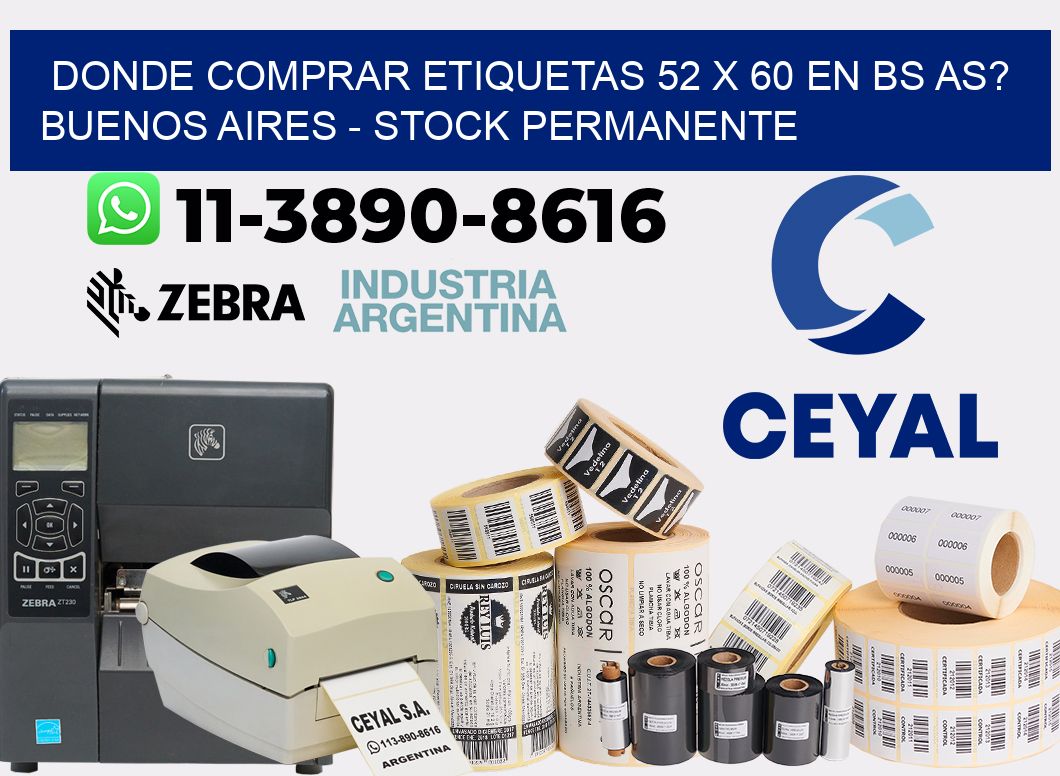 Donde Comprar etiquetas 52 x 60 en BS AS? Buenos Aires - Stock permanente