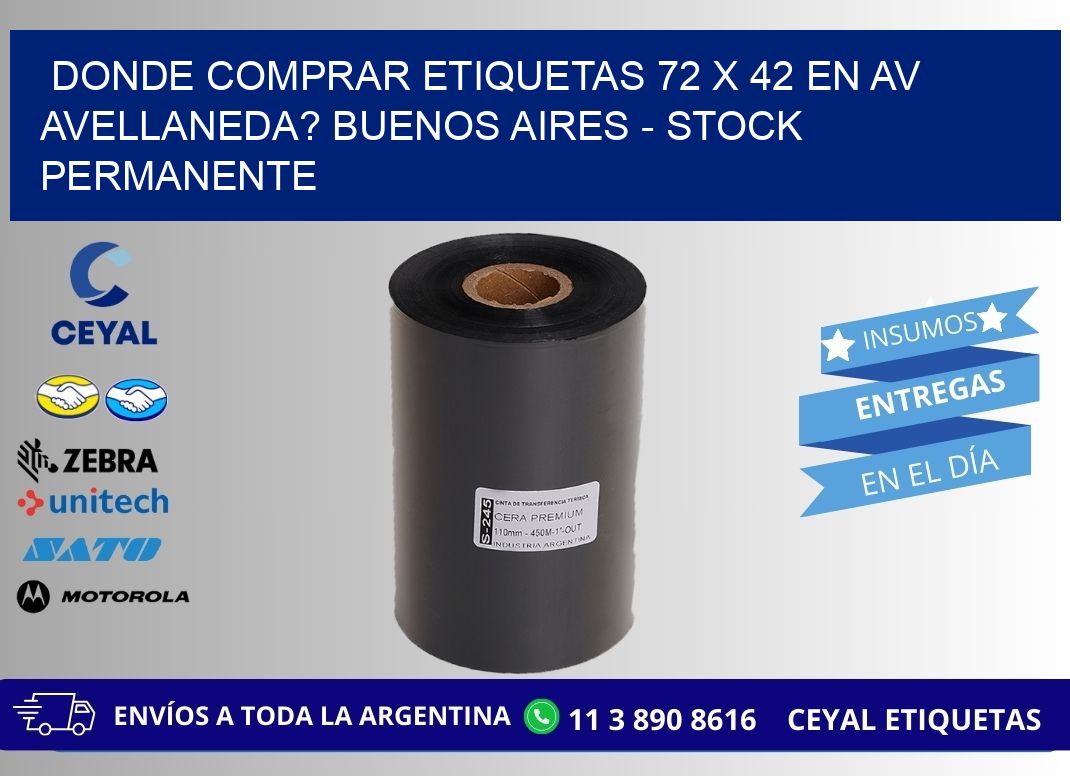 Donde Comprar etiquetas 72 x 42 en AV AVELLANEDA? Buenos Aires - Stock permanente