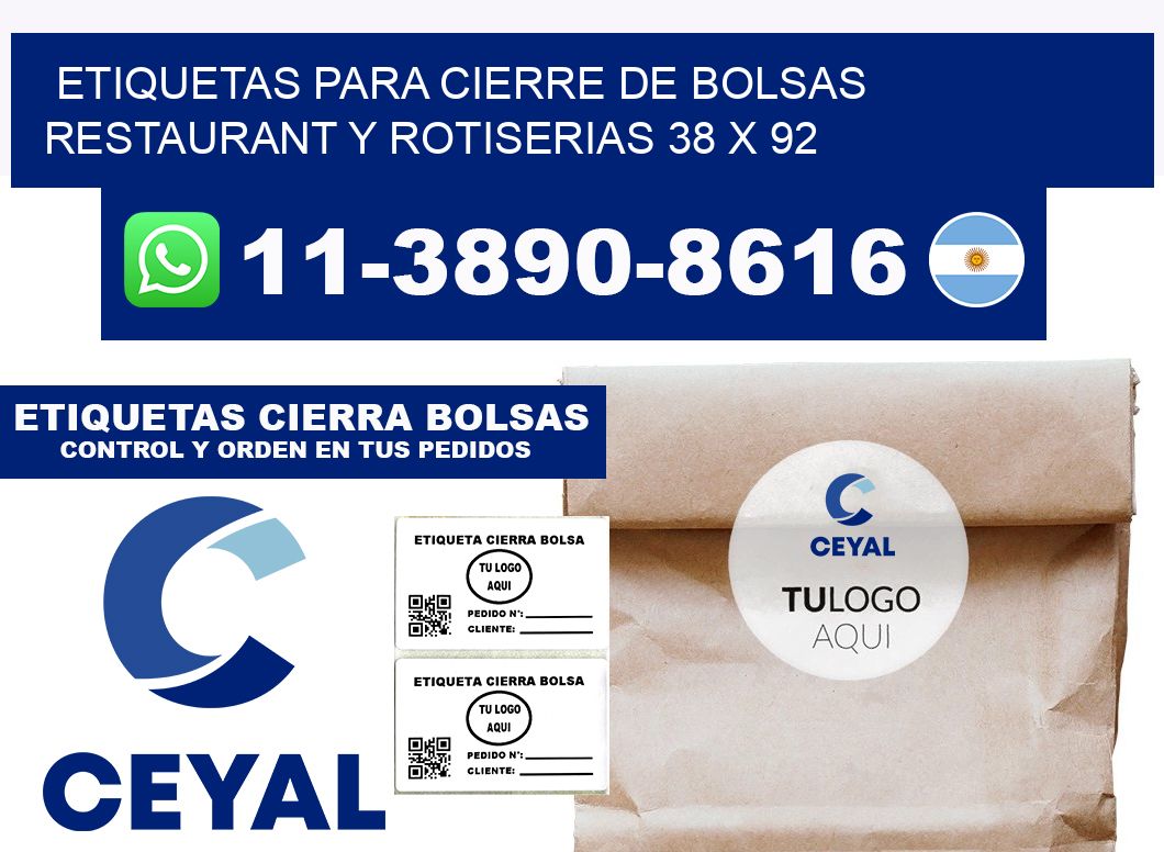 ETIQUETAS PARA CIERRE DE BOLSAS RESTAURANT Y ROTISERIAS 38 x 92