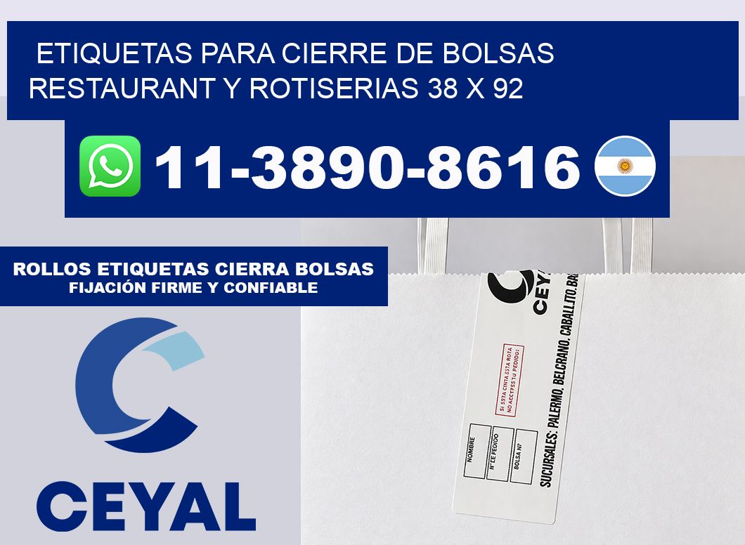 ETIQUETAS PARA CIERRE DE BOLSAS RESTAURANT Y ROTISERIAS 38 x 92