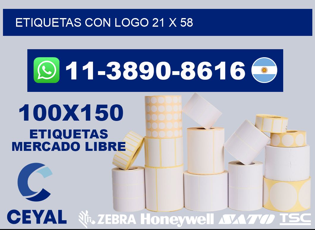 Etiquetas con logo 21 x 58
