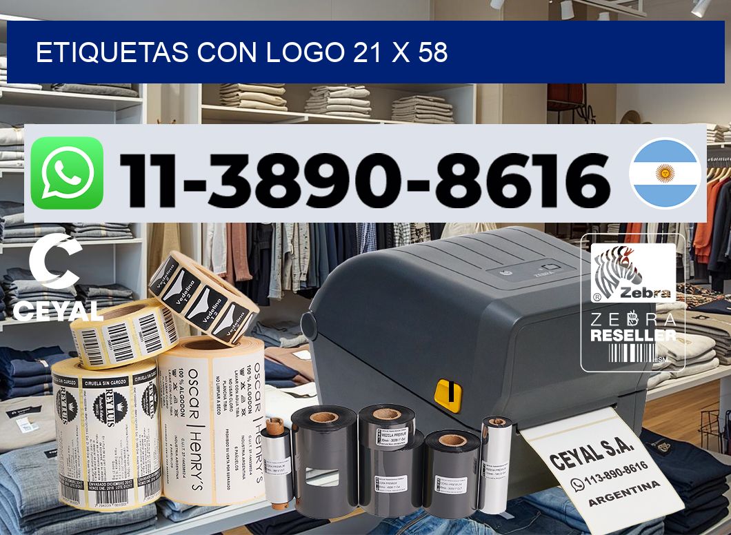 Etiquetas con logo 21 x 58