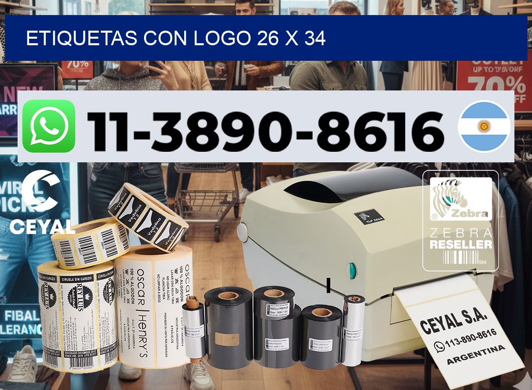 Etiquetas con logo 26 x 34
