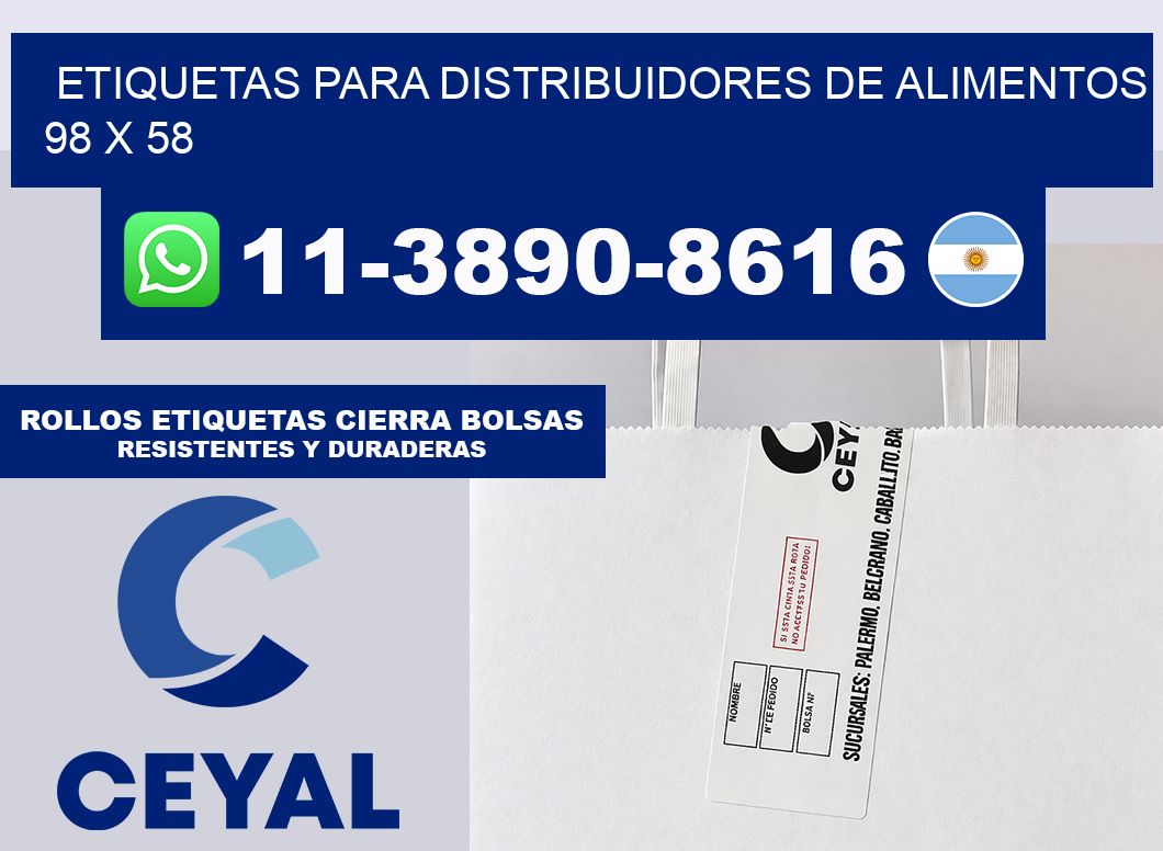 Etiquetas para distribuidores de alimentos 98 x 58