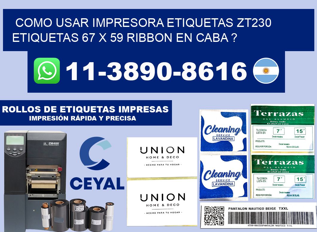 como usar impresora etiquetas zt230 etiquetas 67 x 59 ribbon en CABA ?