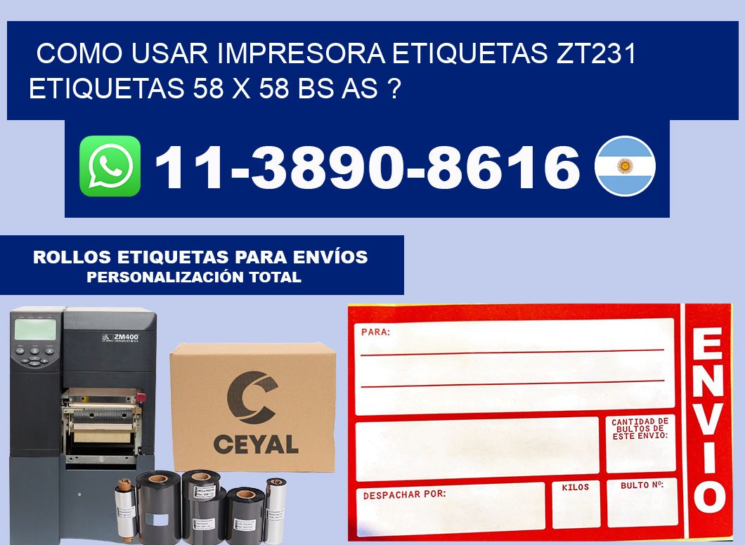 como usar impresora etiquetas zt231 etiquetas 58 x 58 BS AS ?