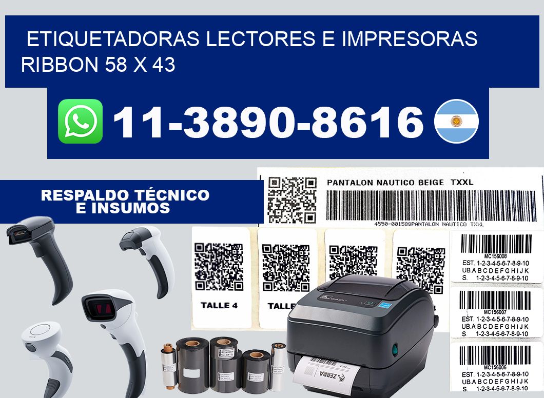 etiquetadoras lectores e impresoras ribbon 58 x 43