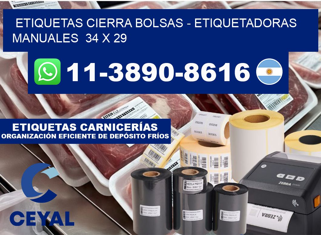 etiquetas cierra bolsas - Etiquetadoras Manuales  34 x 29