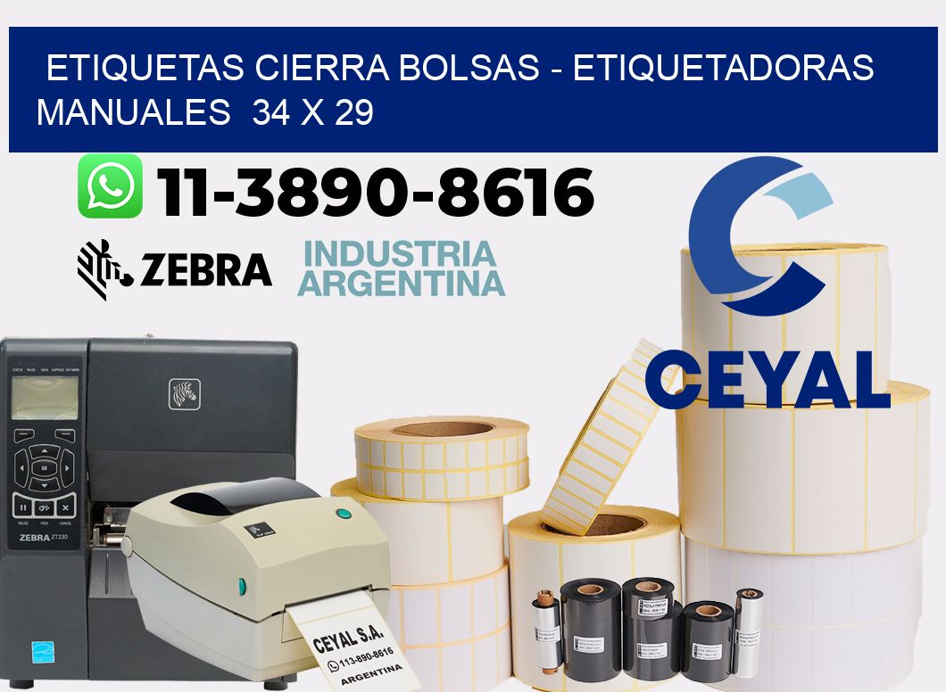 etiquetas cierra bolsas - Etiquetadoras Manuales  34 x 29
