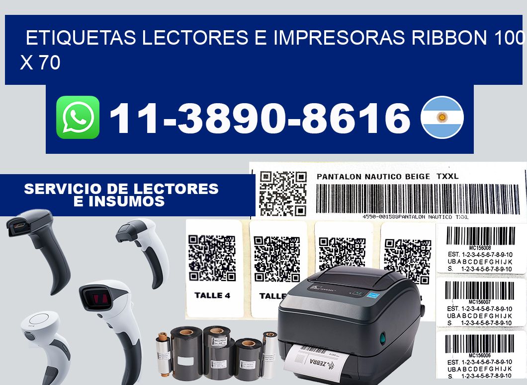 etiquetas lectores e impresoras ribbon 100 x 70