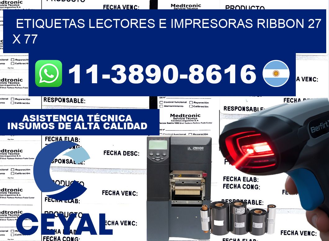 etiquetas lectores e impresoras ribbon 27 x 77