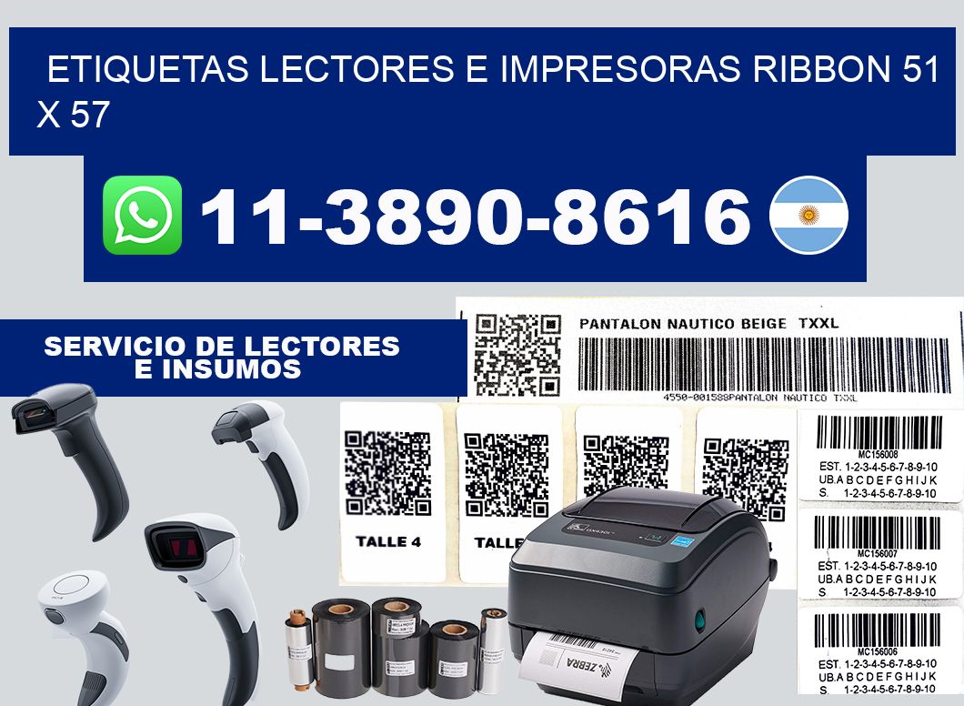 etiquetas lectores e impresoras ribbon 51 x 57