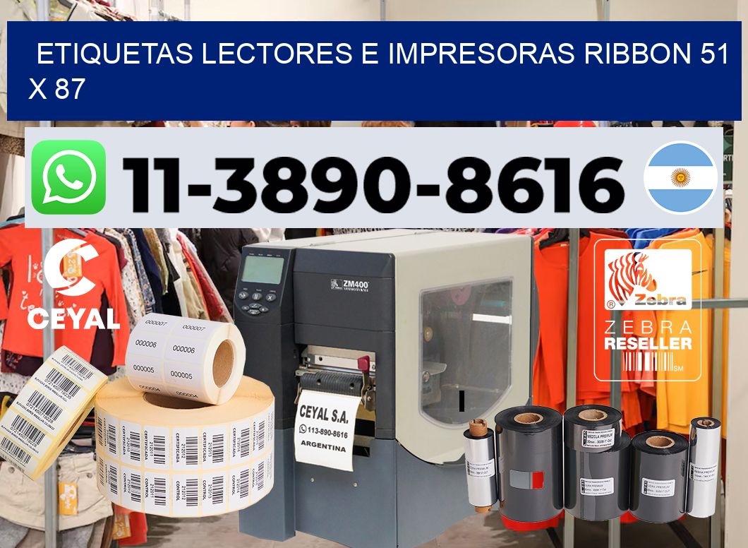 etiquetas lectores e impresoras ribbon 51 x 87