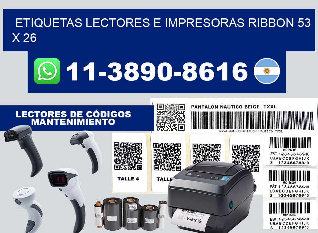 etiquetas lectores e impresoras ribbon 53 x 26