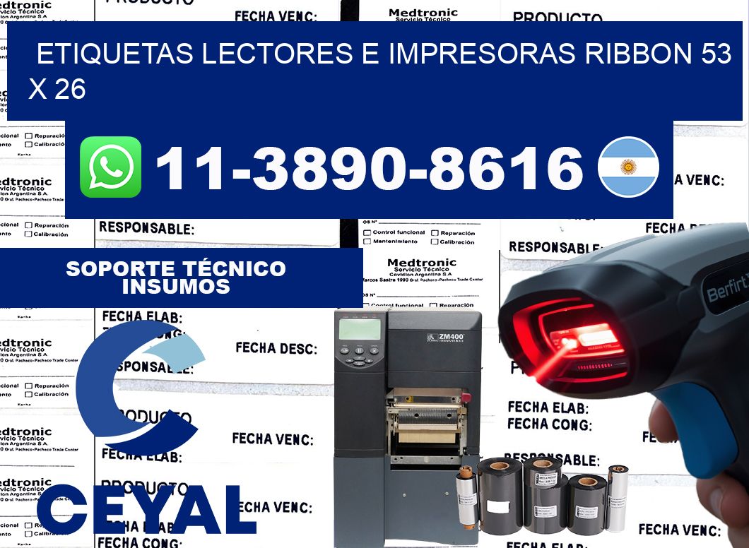 etiquetas lectores e impresoras ribbon 53 x 26