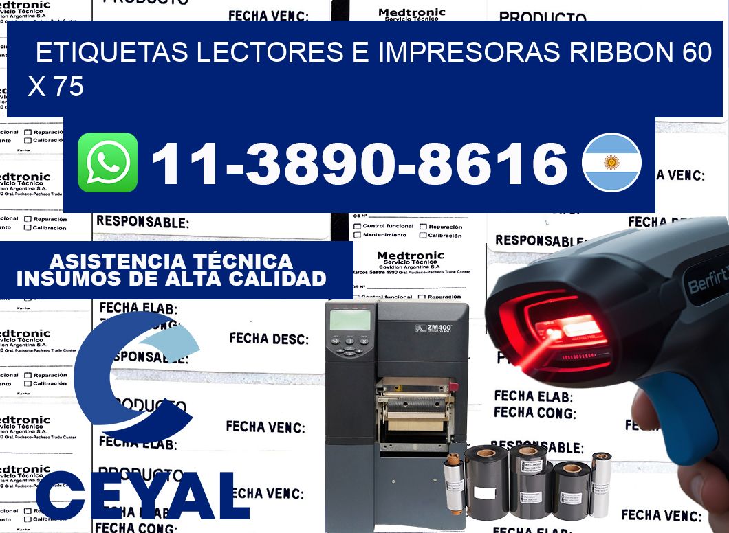 etiquetas lectores e impresoras ribbon 60 x 75
