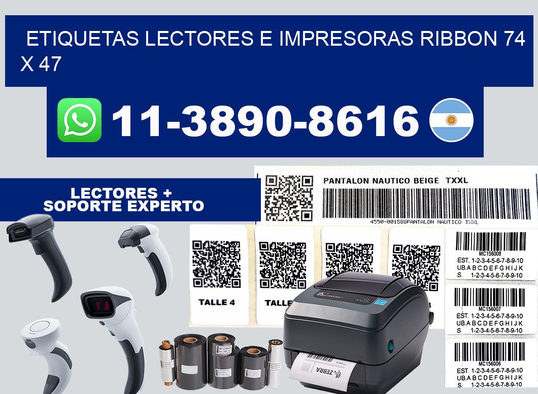 etiquetas lectores e impresoras ribbon 74 x 47