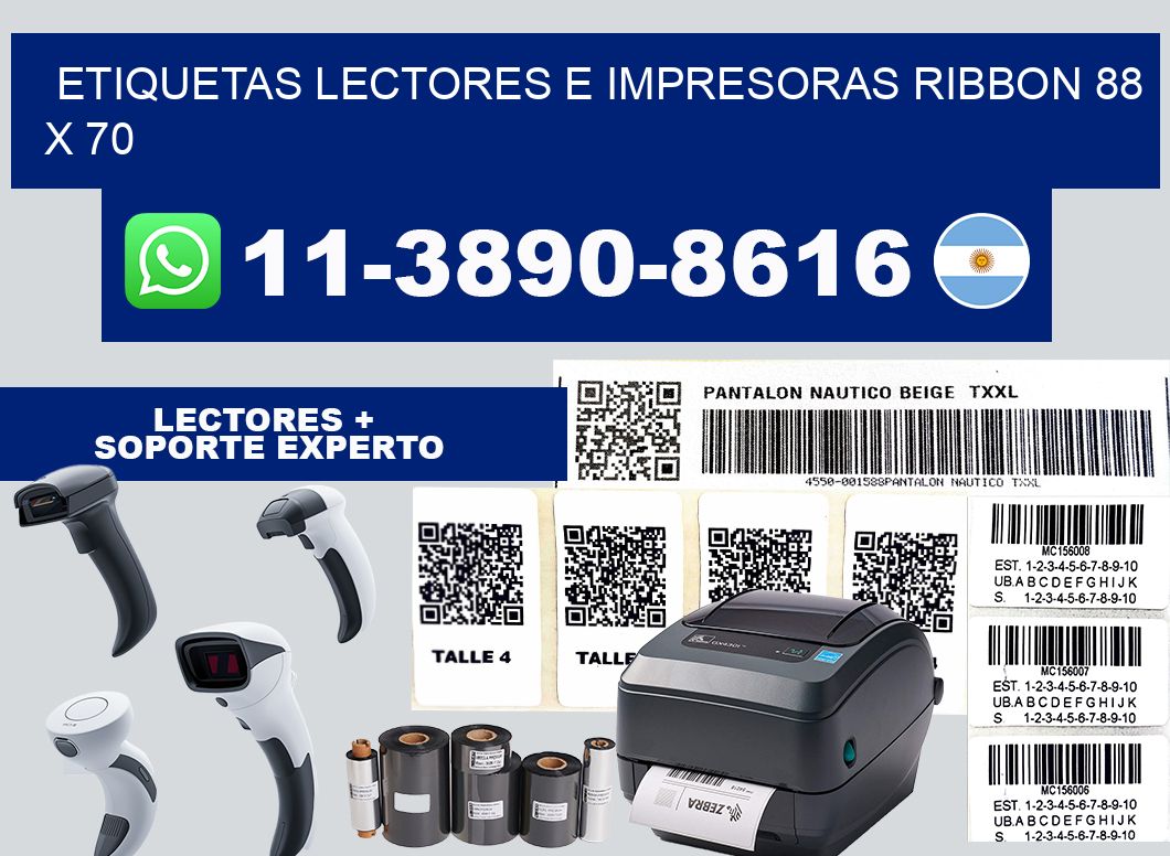 etiquetas lectores e impresoras ribbon 88 x 70