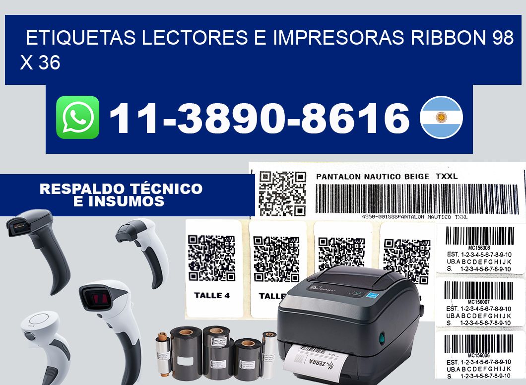 etiquetas lectores e impresoras ribbon 98 x 36