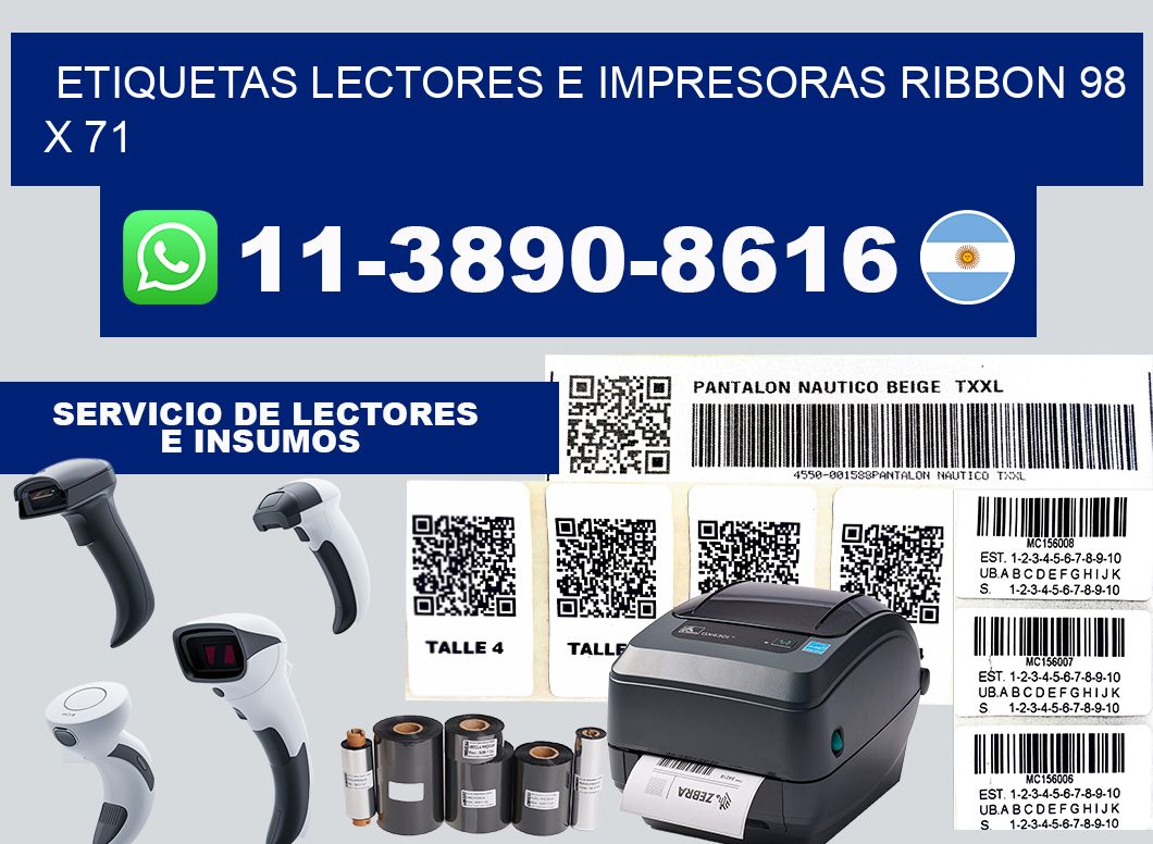 etiquetas lectores e impresoras ribbon 98 x 71