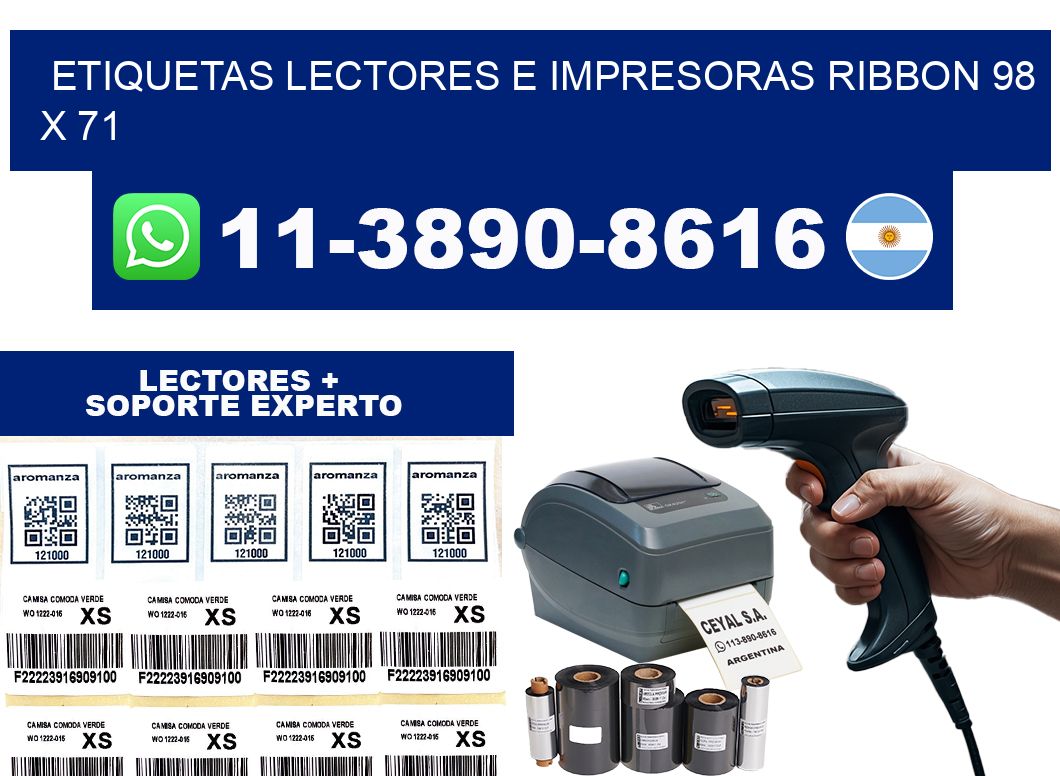 etiquetas lectores e impresoras ribbon 98 x 71