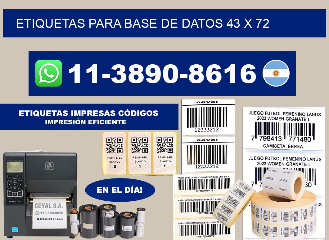 etiquetas para base de datos 43 x 72