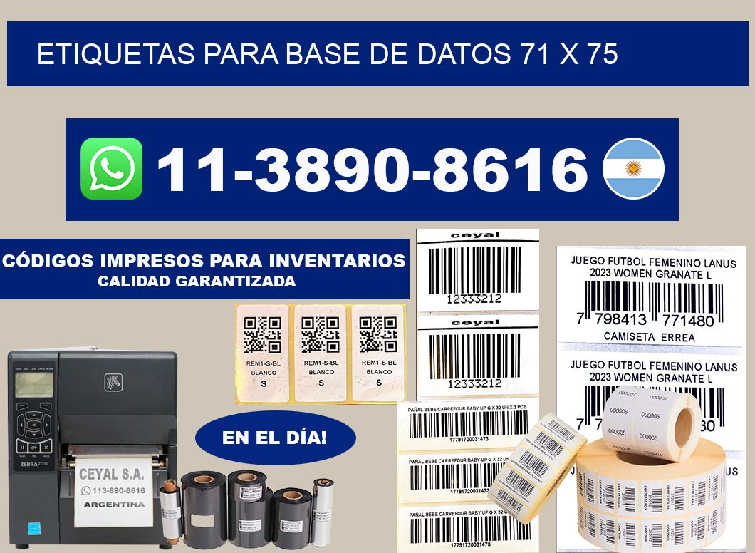 etiquetas para base de datos 71 x 75