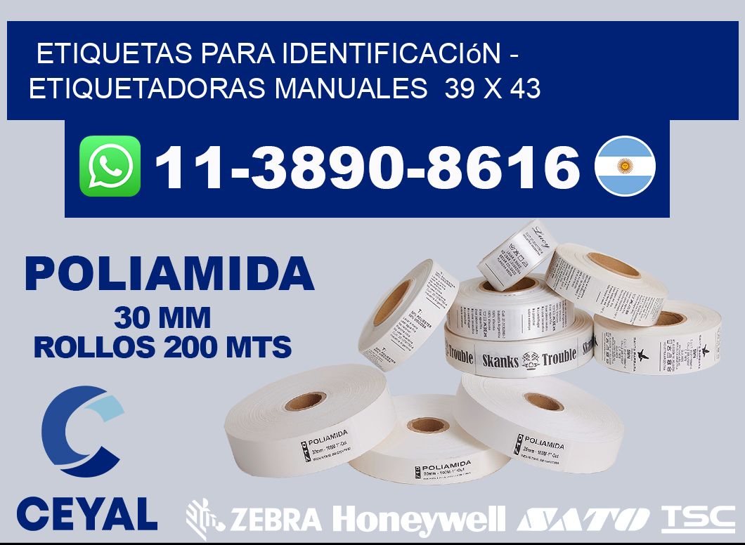 etiquetas para identificación - Etiquetadoras Manuales  39 x 43