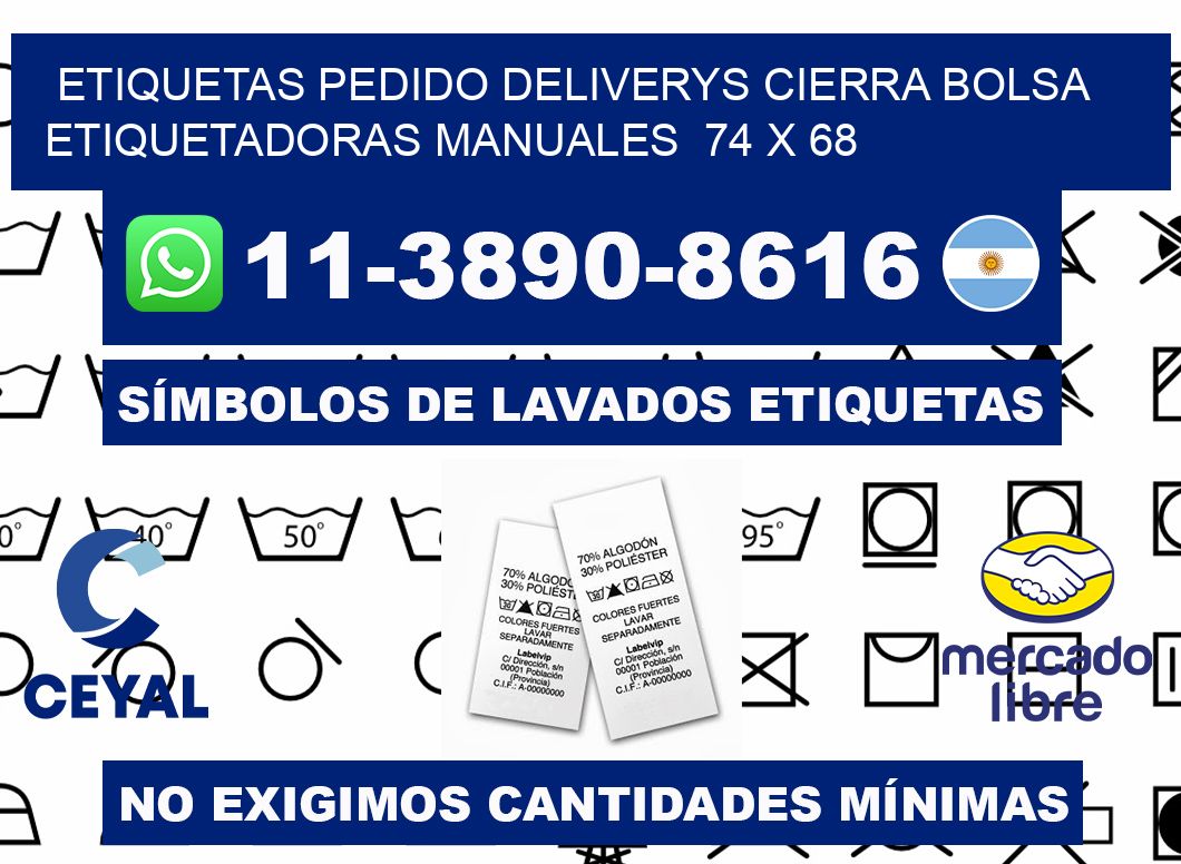 etiquetas pedido deliverys cierra bolsa  Etiquetadoras Manuales  74 x 68