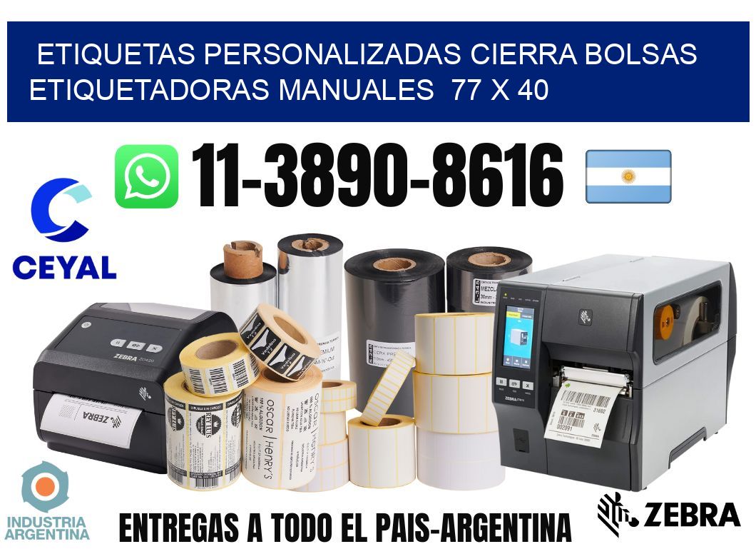 etiquetas personalizadas cierra bolsas Etiquetadoras Manuales 77 x 40