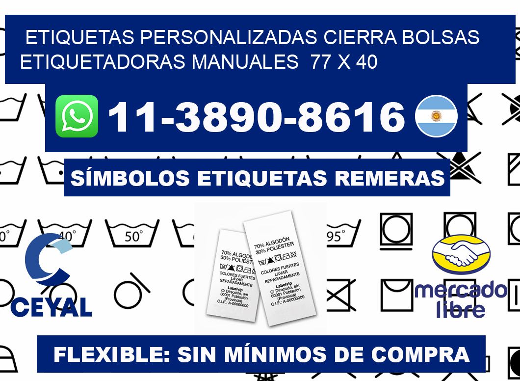 etiquetas personalizadas cierra bolsas Etiquetadoras Manuales 77 x 40