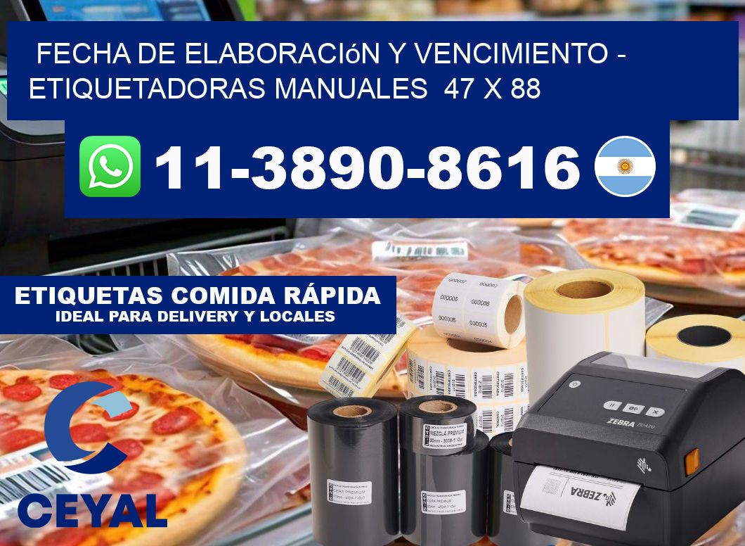 fecha de elaboración y vencimiento - Etiquetadoras Manuales 47 x 88