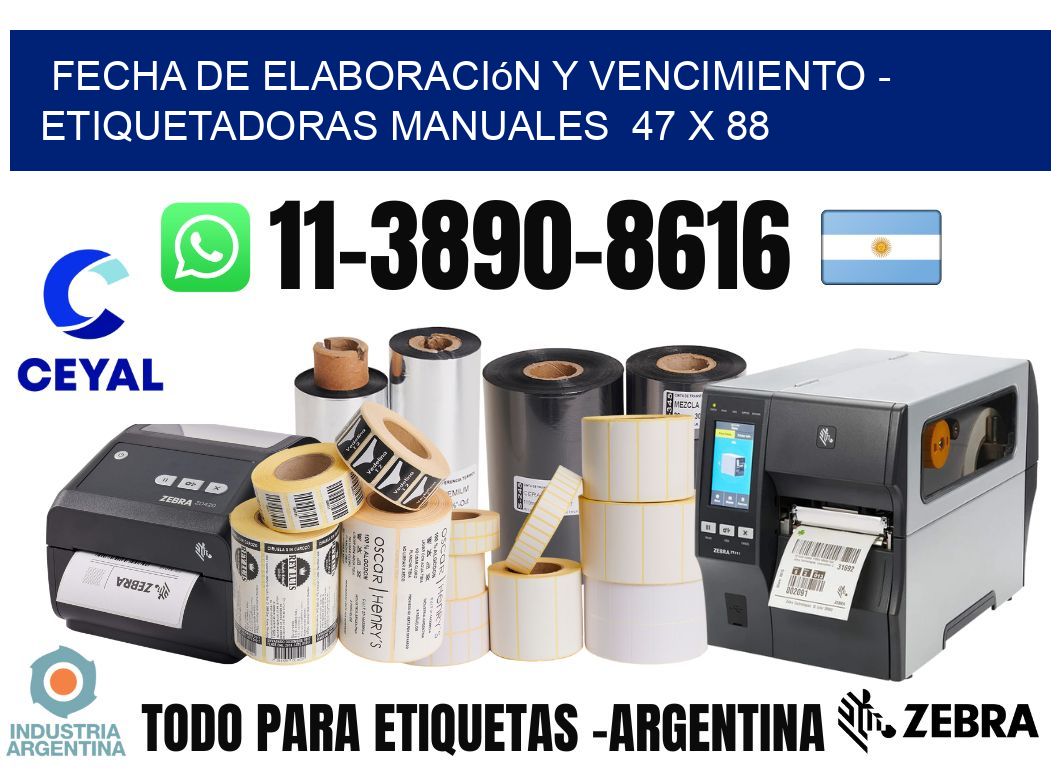 fecha de elaboración y vencimiento - Etiquetadoras Manuales 47 x 88